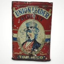 Rare antique Union Leader "Uncle Sam" Redi Cut Tobacco Tin (No Cap)