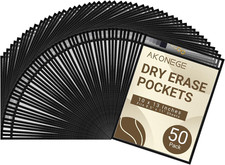 50 Pack Oversized Dry Erase Pocket Sleeves - 10 X 13 Inches Shop Ticket Holders