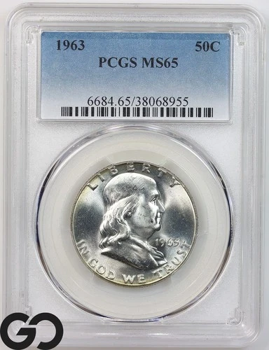 1963 Franklin Half Dollar PCGS MS 65 ** Very Lustrous!