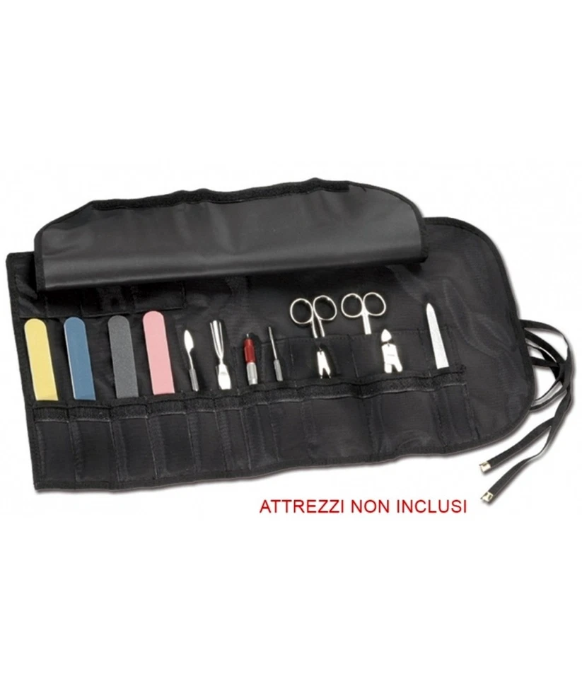 TRADE SHOP TRAESIO Astuccio Porta Attrezzi 24 Tasche Con Patella Roll On Per Estetista Parrucchiere