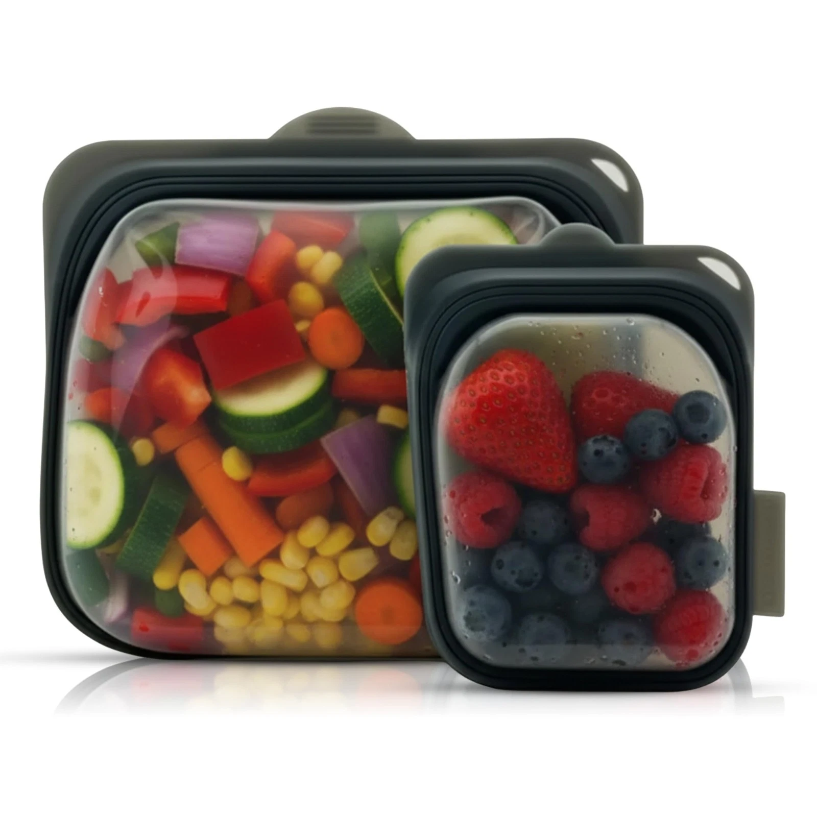 Goods Reusable Silicone Food Storage Pouches Set, Leak Resistant Reusable Fre...