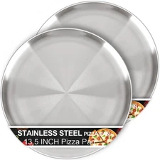 AWTBDP 13½ Inch Pizza Pan for Oven set of 2, Non-Stick Large Round Stainless ...