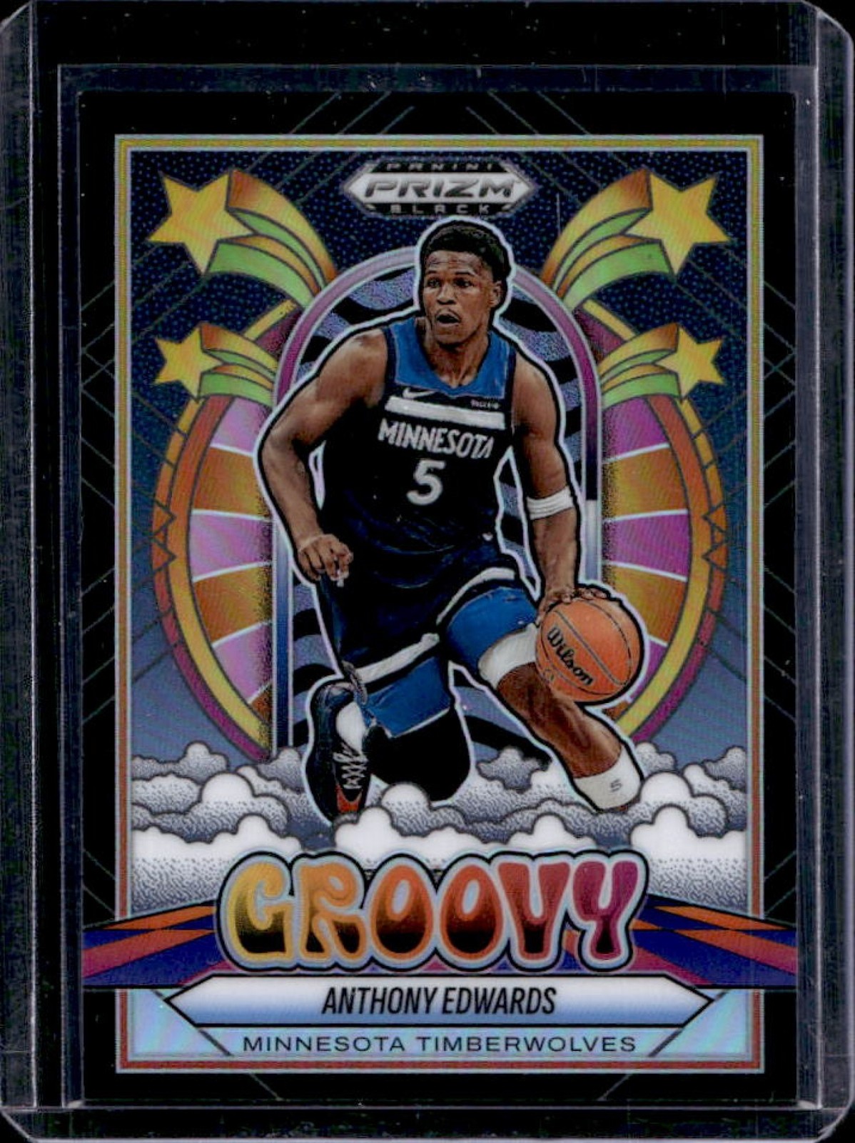 2024-25 Prizm Black Anthony Edwards Groovy SP #8 Timberwolves