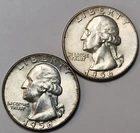 1956 P, D Washington Quarters, 90% Silver, Perfect For Coin Albums- Q-56BK