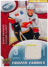 UD ICE 2009 DION PHANEUF NHL CALGARY FLAMES FROZEN FABRICS GAME JERSEY #FRDP