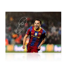 Xavi Hernandez Signed Barcelona Football Photo