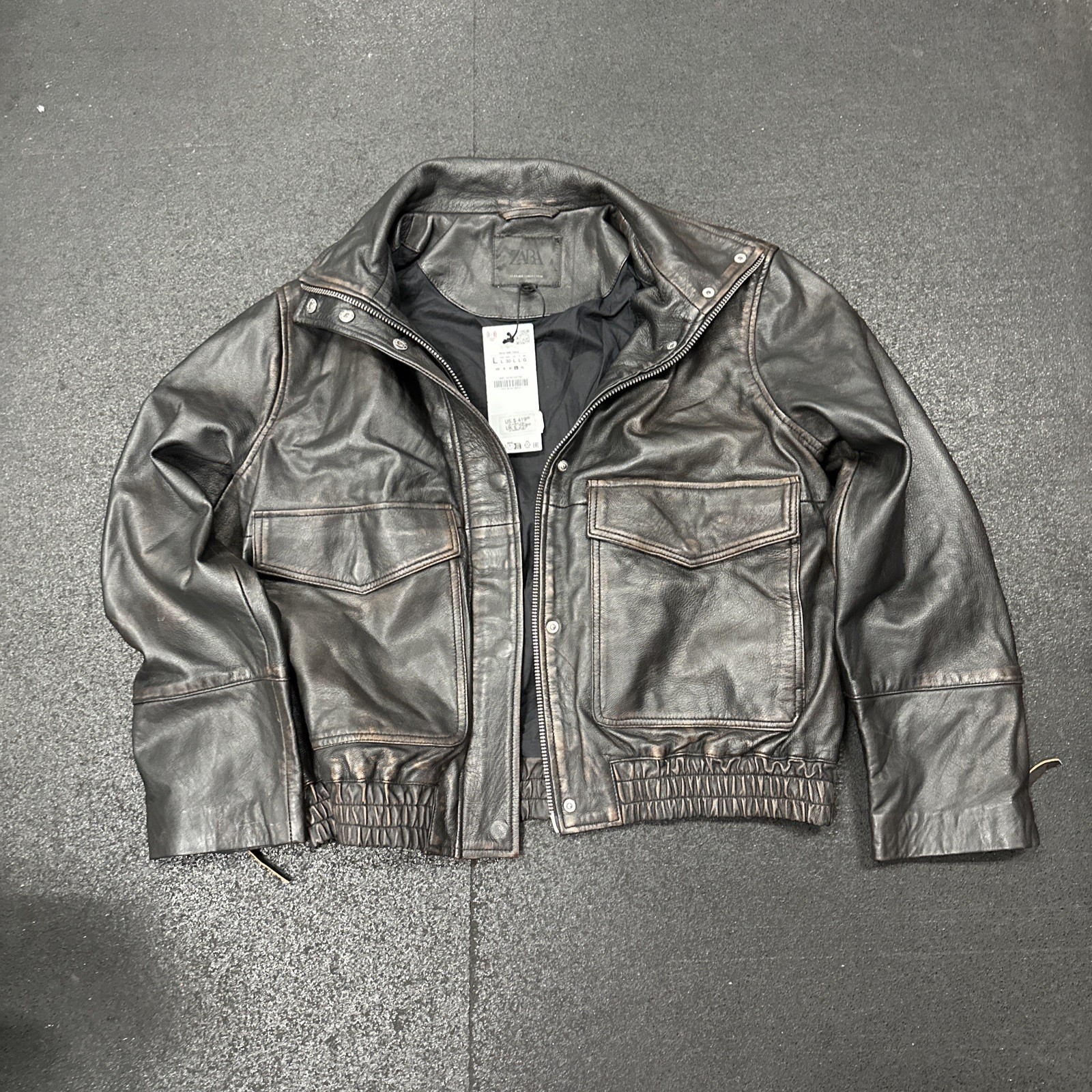 Zara Leather Collect Brown Jacket Size L New with Tags Men