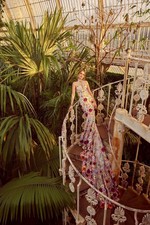 Ronald Joyce Veni Infantino KELDA bright floral  Wedding Dress Gown size 8