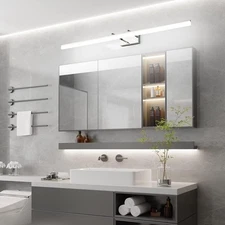 Sleek Modern Minimalist Chrome 48 inch LED Bathroom Vanity Light Fixture  5500K