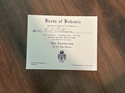 1973 Bards Of Bohemia Invitation- Mardi Gras Krewe Favor