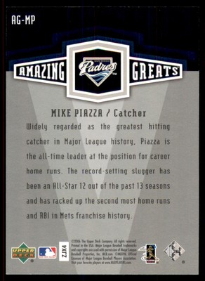 2006 Upper Deck Amazing Greats #AG-MP Mike Piazza San Diego Padres