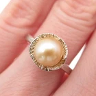 Providence Chain Co. 925 Sterling Silver Vintage Real Pearl Ring Size 6