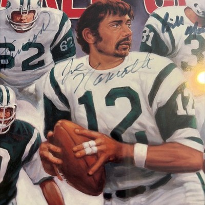 1969 New York Jets Team Signed World Championship Print 27 SIGS