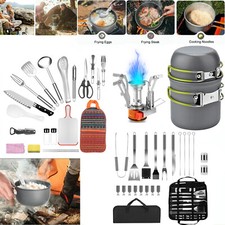 48x Camping Kitchen Equipment Cooking Tool Utensils Set Portable Picnic Cookware
