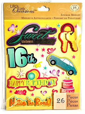 Sweet Sixteen Birthday Car Keys Stickers K & Company Scrapbooking Cards Journal