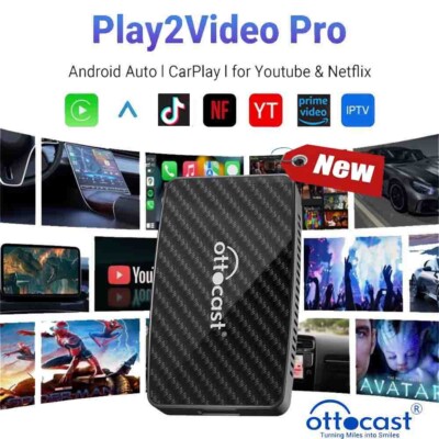 Ottocast Play2Video Pro AIBOX Wireless Carplay&Android Auto Adapter w/Tiktok YT