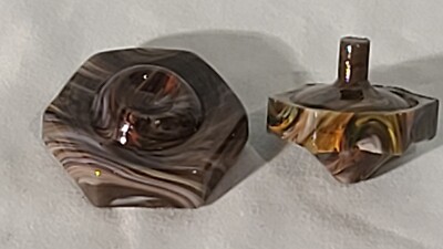 ANDY DAVIS, Glass Art Spinning Hex Top & Base, Fall Harvest Run (?), #065D