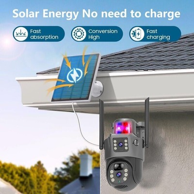 360° Überwachungskamera PTZ WiFi IP Solarbetrieben Energie CCTV Haus Außen Kabellos