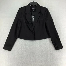 Vero Moda Womens Black Long Sleeves Peak Collar One Button Short Blazer Size 4