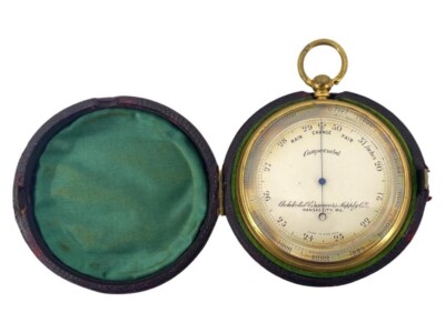 Antique Architect & Engineers Supply Co Surveyers Barometer Leather Case England