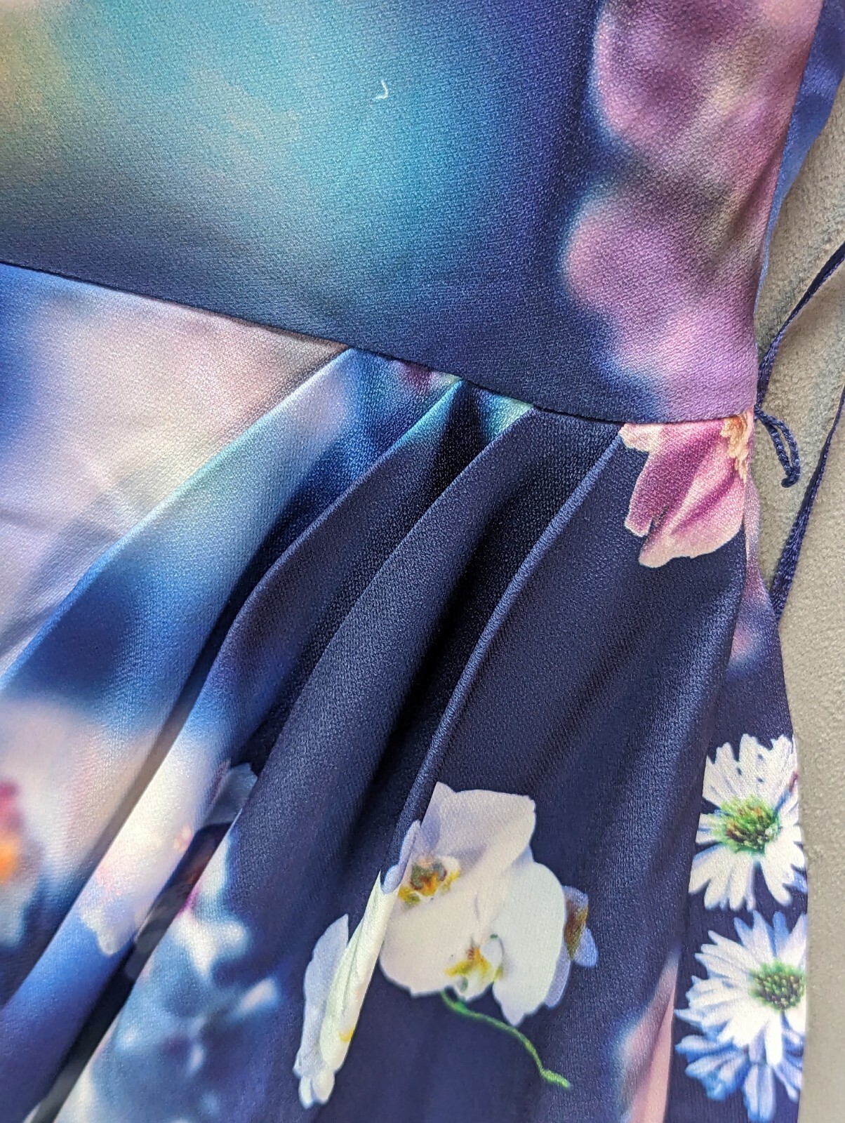 Oasis Floral Dress Size 8  Blue Multicolour Cowl Neck Fitted Floral image 8