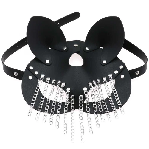 Sexy Cosplay Bunny Leather Mask Chain Tassel Mask Women Masquerade Party - Picture 19 of 23