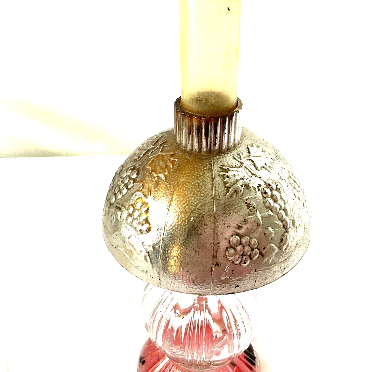 Vintage Oil Lamp Mini Perfume Bottle Glass Plastic Silver, 57 OFF