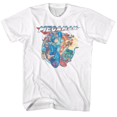 Mega Man Capcom Video Game Fighter Group Collage Men's T Shirt Gamer ...