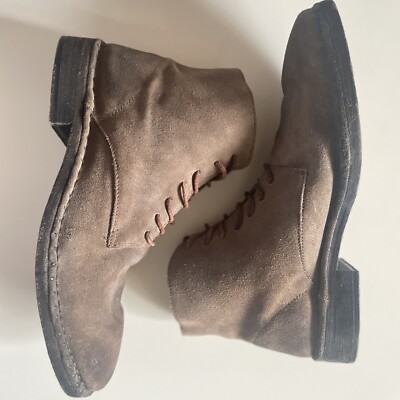 Allsaints Mens Boots Size 12 46 Leather Taupe Brown Trap  display picture 1