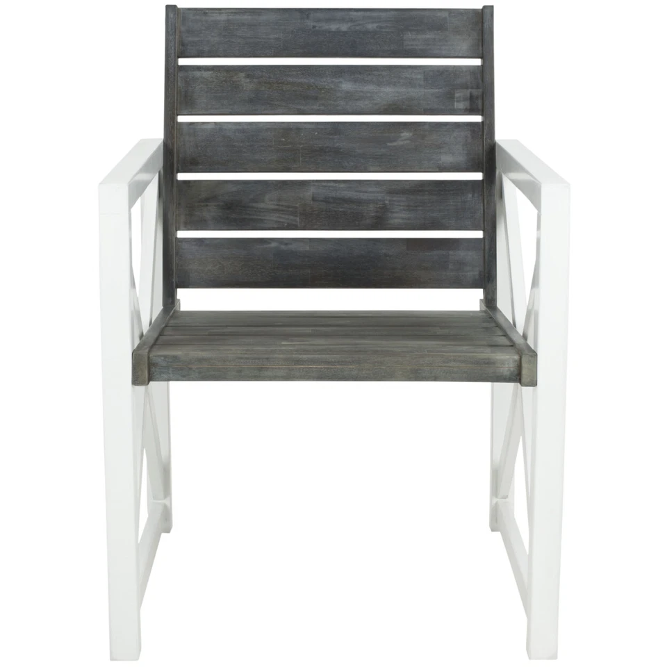 SAFAVIEH Outdoor Collection Irina Arm Chair | White/Ash Grey | - Image 2 of 4