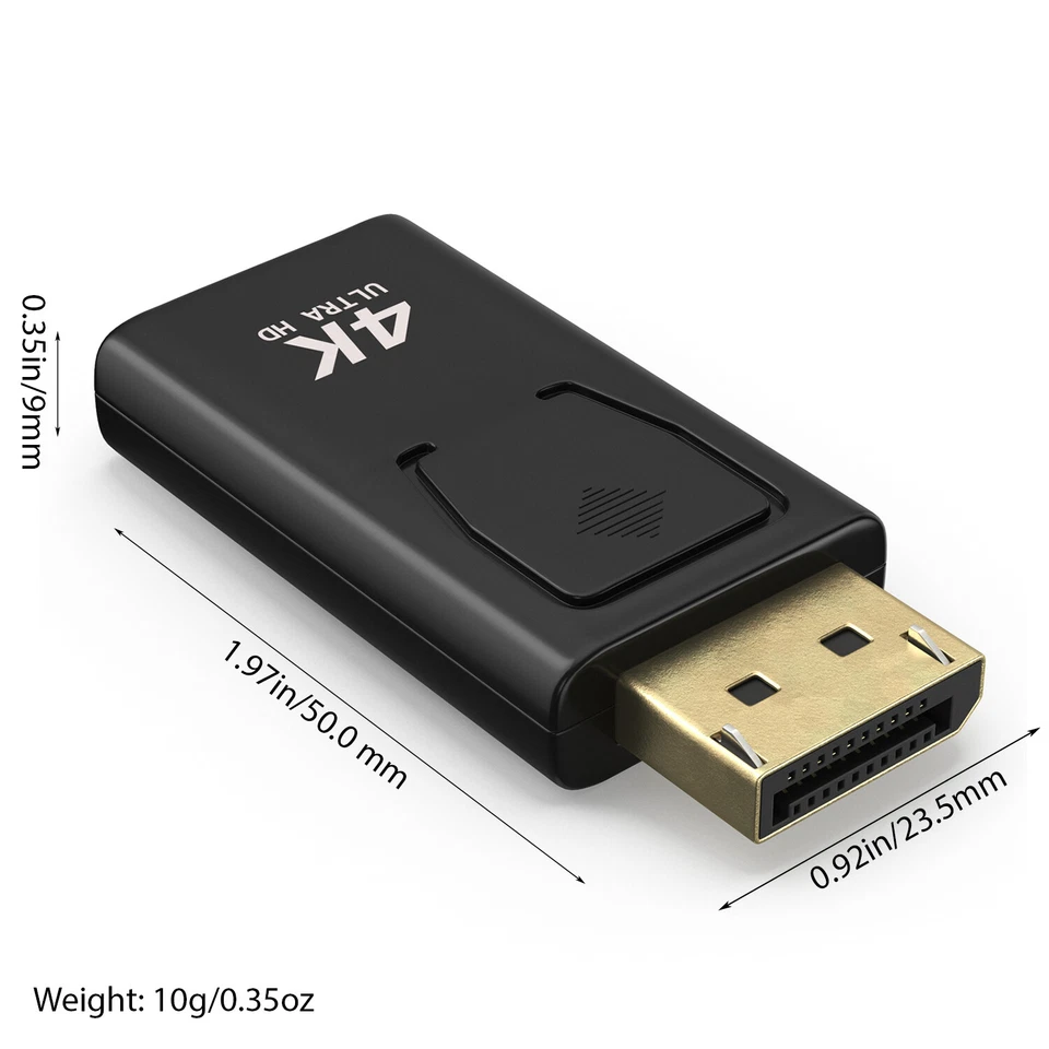 4K DP Displayport HDMI Adapter mit Audioübertragung 2160P 4096x2160 Goldkontakte - Bild 4 von 4