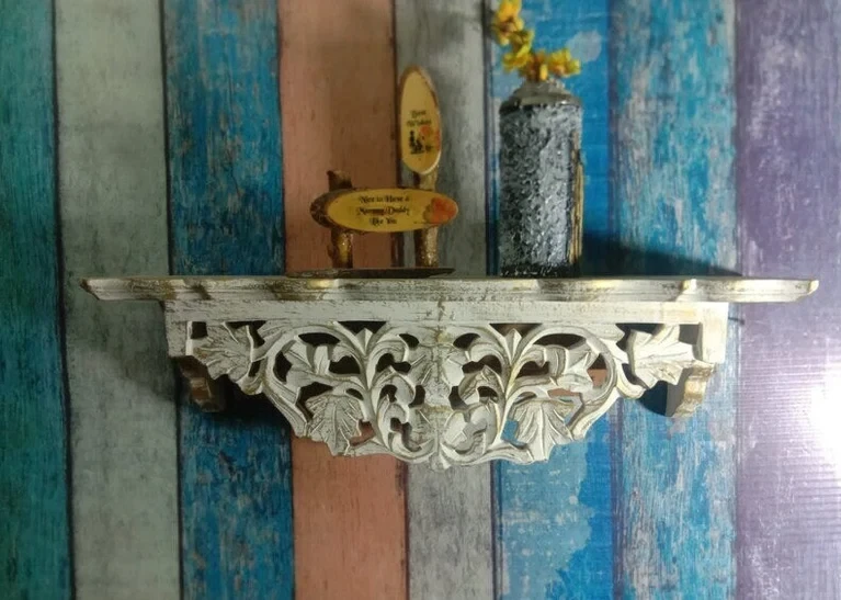 Wall Shelf Handmade Wall wooden shelves wood carving wall shelf Wood/Hand Carved
