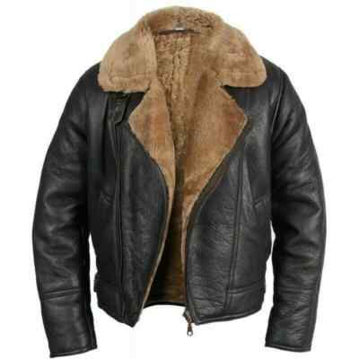 SALE HERREN RAF FLIEGER SCHAFFELL LEDER B3 BOMBER WINTER FLIEGEN PILOT JACKE MANTEL
