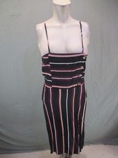 NWT XHILARATION Size M Womens Striped Button Stretch Open Back Midi Dress 112
