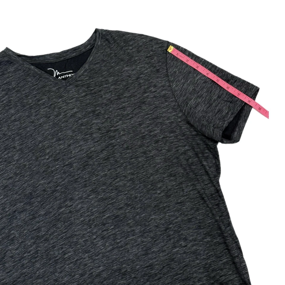 Camiseta Para Hombre Cuello en V Calce Ajustado Marc Anthony Gris Jaspeado Suave Grande Y2K Foto 3 de 4