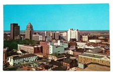 Mobile Alabama Downtown Skyline Aerial View AL UNP Curt Teich Postcard 1957