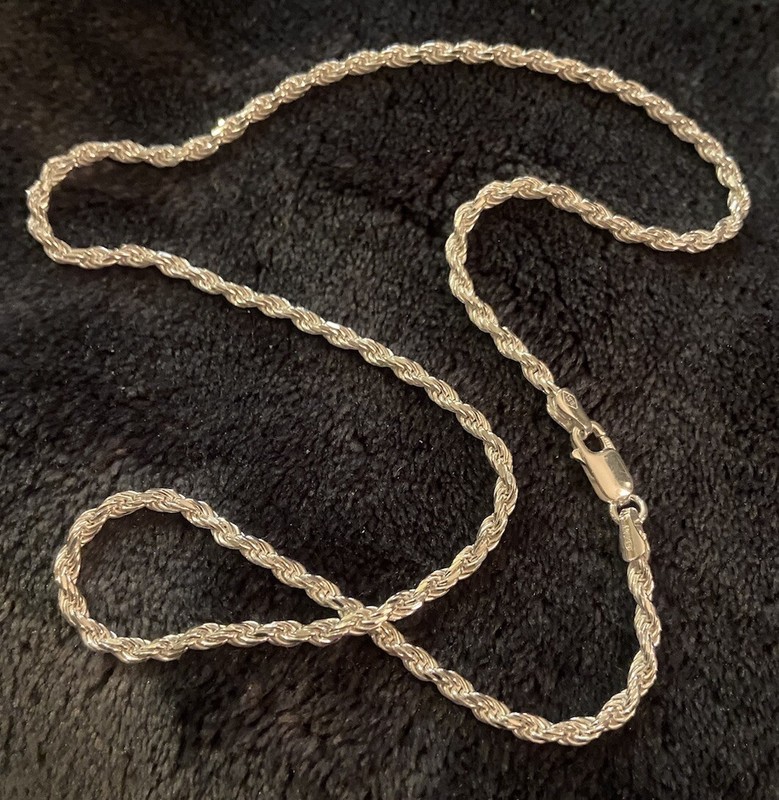 925 Sterling Silver 2.75mm Diamond Cut Rope Chain Necklace 18 INCH