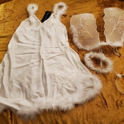 Trickz & Treatz White Angel Costume Halo Wings 2X $80 Plus Size