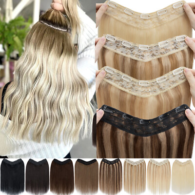 U Part Piece Human Hair Extensions One Piece Real V-Shape Thick Weft 12''-22''