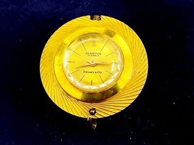  Vintage Tiffany by Diantus Anhänger mit Uhr und Stier Emaille Gold
