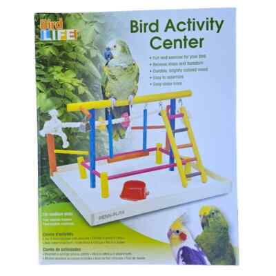 Bird Life Medium to Large Bird Activity Center, Easy Clean, Durable Bright Wood