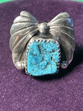 Vintage Ladies Size 5 Navajo Turquoise Sterling Ring Blue Gorgeous 