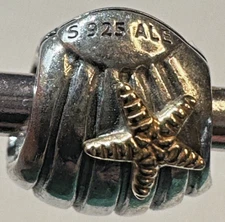 Pandora Seashell Starfish Bead Charm Sterling Silver 925 14K Gold Retired