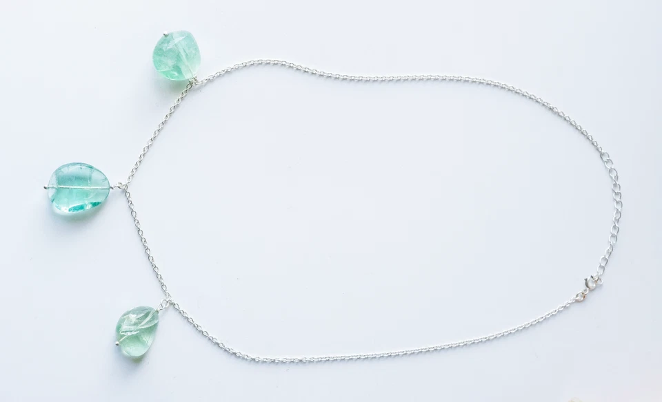 Colgante Fluorita Verde Natural en Plata 925, Collar Minimalista Genuino Regalos Foto 2 de 4