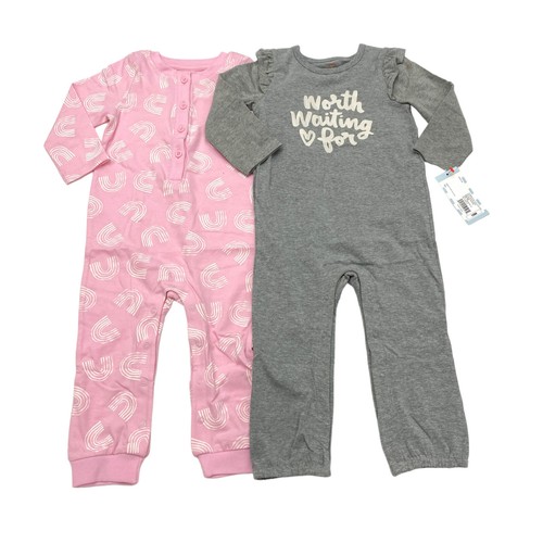 Cat & Jack Baby Girl Size 18M Jumpsuit 'Worth Waiting For' Fun Pink (2 Pack) - 第 1/9 張圖片