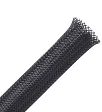 Expandable Cable Sleeving Braided Tubing 1-1/2  black 10ft Cut