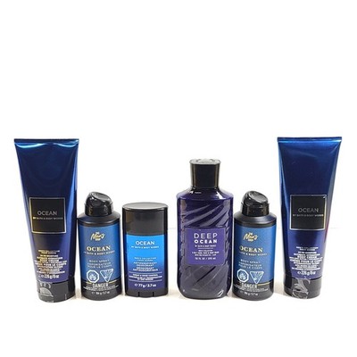 6 Pc Men's Bundle Bath Body Works Ocean Body Spray Wash Cream Deodorant