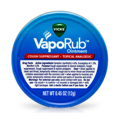 Vicks VapoRub 0.45oz/12g Cough Suppressant Topical Analges Menthol Ointment