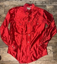 vintage Chess King red Silky western shirt with pearl snap buttons M 15 1/2