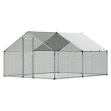 Uimoso Spacious Metal Chicken Coop 3 x 4 x 2 m Walk-in Poultry Cage with Cover